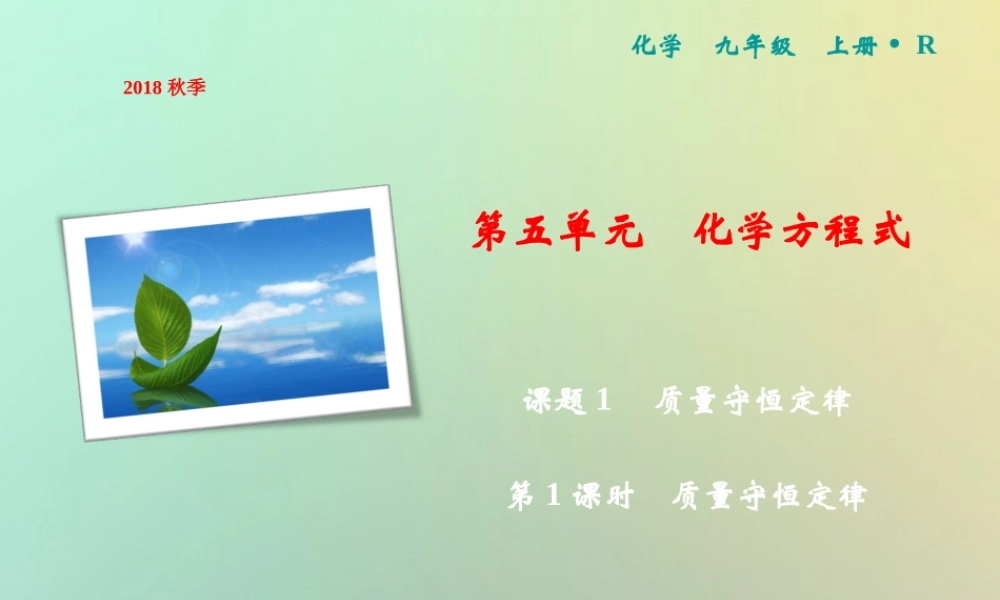 九年级化学上册 第5单元 化学方程式 课题1 质量守恒定律 第1课时 质量守恒定律作业课件 (新版)新人教版 课件