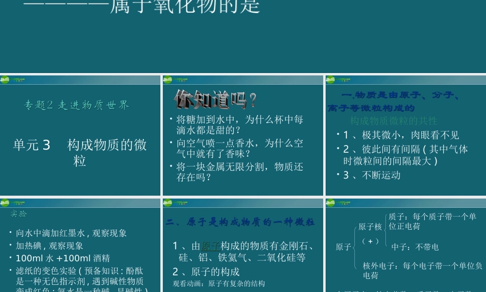 九年级化学 构成物质的微粒课件 湘教版 课件
