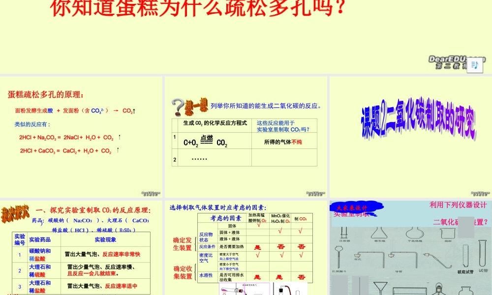 九年九年级化学二氧化碳制取的研究课件 新课标 人教版 课件