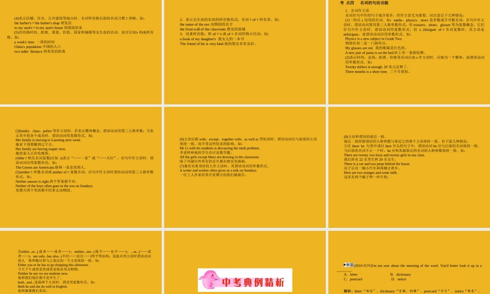 中考英语语法考点专题复习1 名词课件