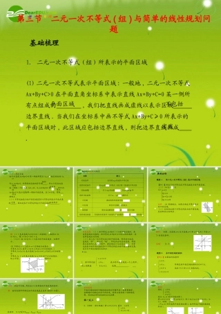 (学案与测评)高考数学总复习 第八单元第三节 二元一次不等式(组)与简单的线性规划问题精品课件 苏教版 课件