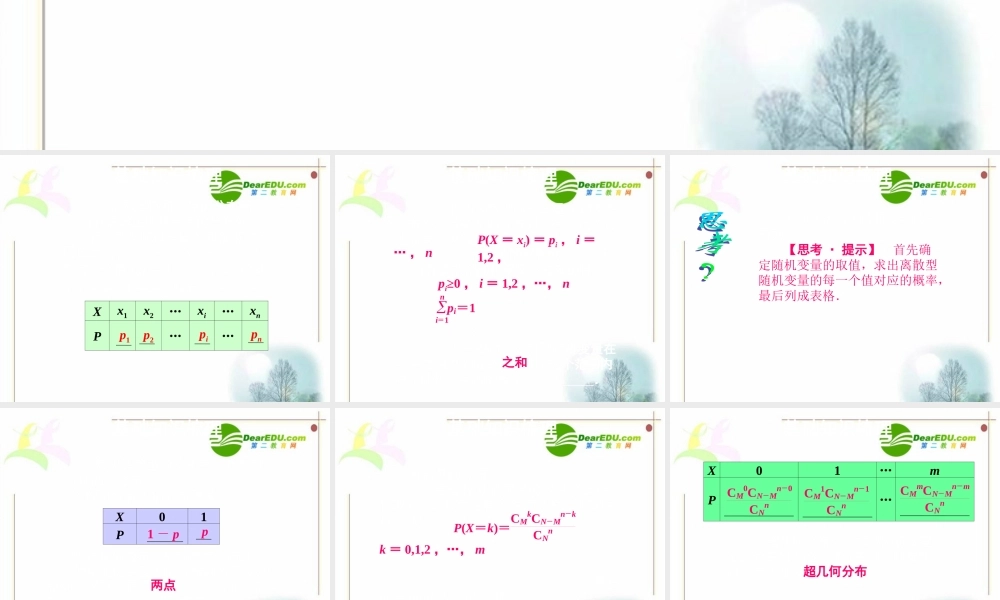 12章3课时 高三数学高考一轮课件 优化方案(理科)--第十二章 离散型随机变量及其分布列 新人教A版 高三数学高考一轮课件 优化方案(理科)--第十二章 离散型随机变量及其分布列 新人教A版