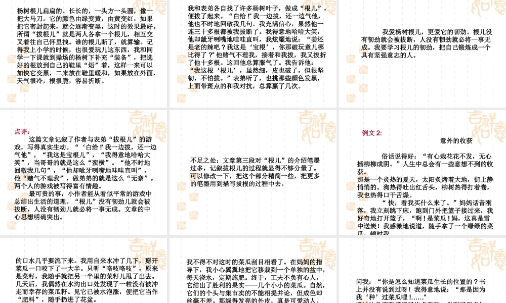 2009年中考语文作文指导课件围绕中心选择材料  江洲中学 文继明 2009年中考语文作文指导课件