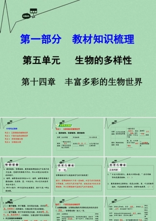 中考生物 第一部分 教材知识梳理 第5单元 第14章 丰富多彩的生物世界复习课件 苏教版 课件