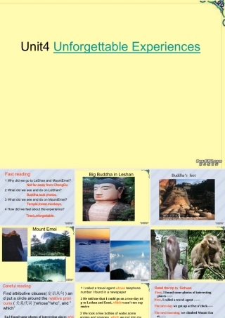 Unit4 Unforgettable Experiences Unit4 Unforgettable Experiences[含flash课件]新课标 人教版
