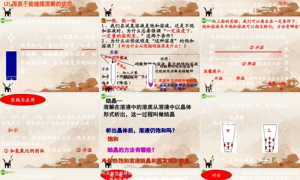 九年级化学下册 课题2溶解度(第二课时)课件 人教新课标版 课件