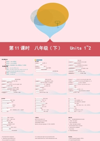 (河南专用)版中考英语 八下 第11课时 Units1 2课件 人教新目标版 课件