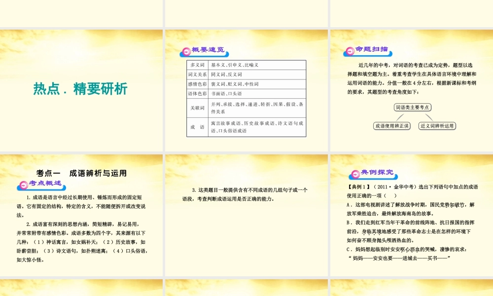 中考语文第二轮复习 第一部分积累与运用第二章词语课件 人教新课标版 课件