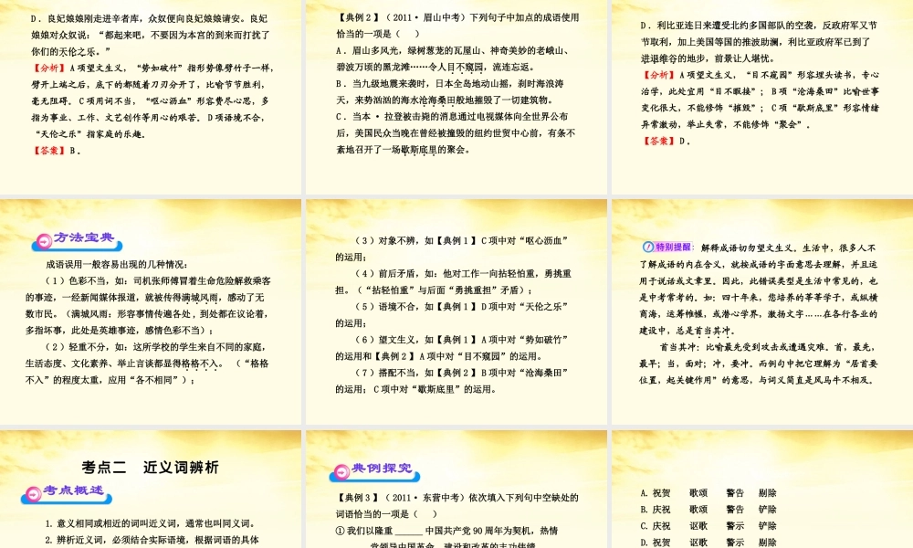 中考语文第二轮复习 第一部分积累与运用第二章词语课件 人教新课标版 课件