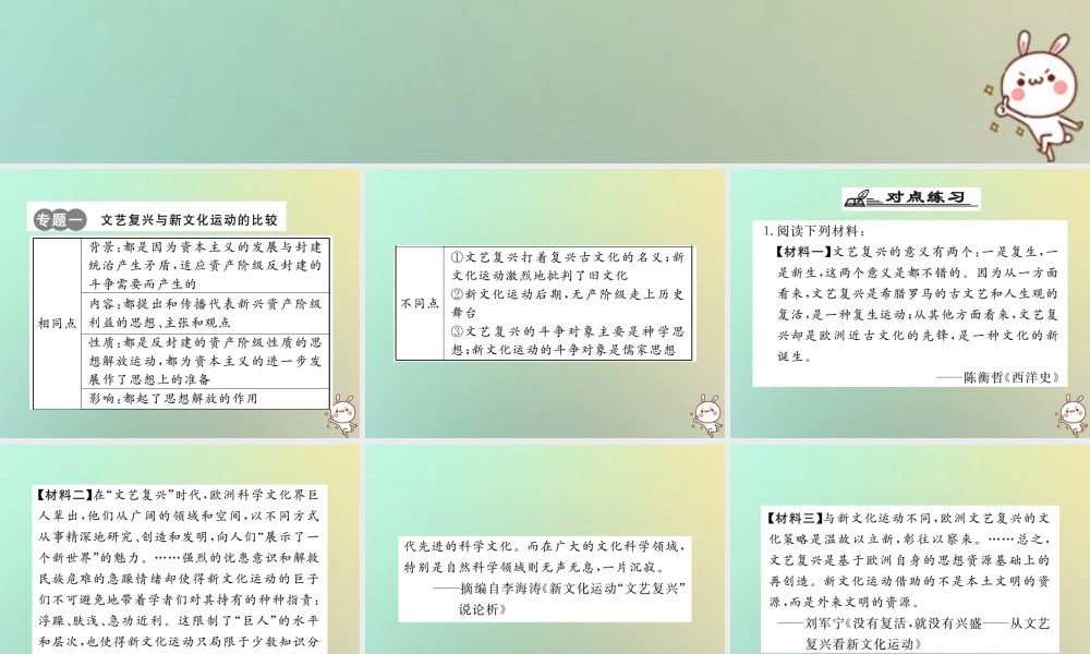 九年级历史上册 第五单元 资本主义的兴起专题整合习题课件 川教版 课件