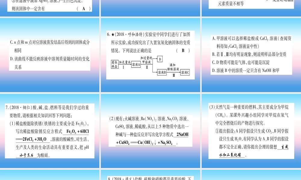 (云南专用)中考化学总复习 专项突破六 酸碱盐课件
