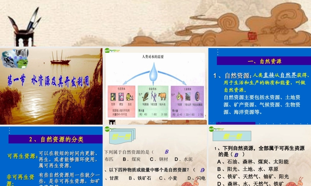 七年级地理下册 第四章第一节(水资源及其开发利用)课件 中图版 课件