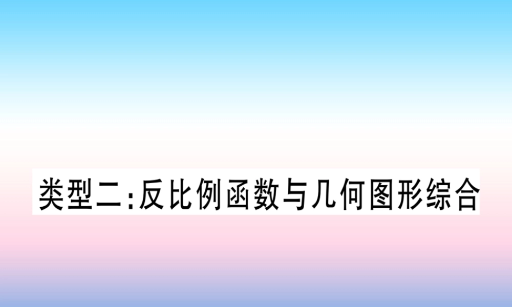 (湖北专版)中考数学总复习 第2轮 中档题突破 专项突破4 反比例函数的综合题 类型2 反比例函数与几何图形综合习题课件