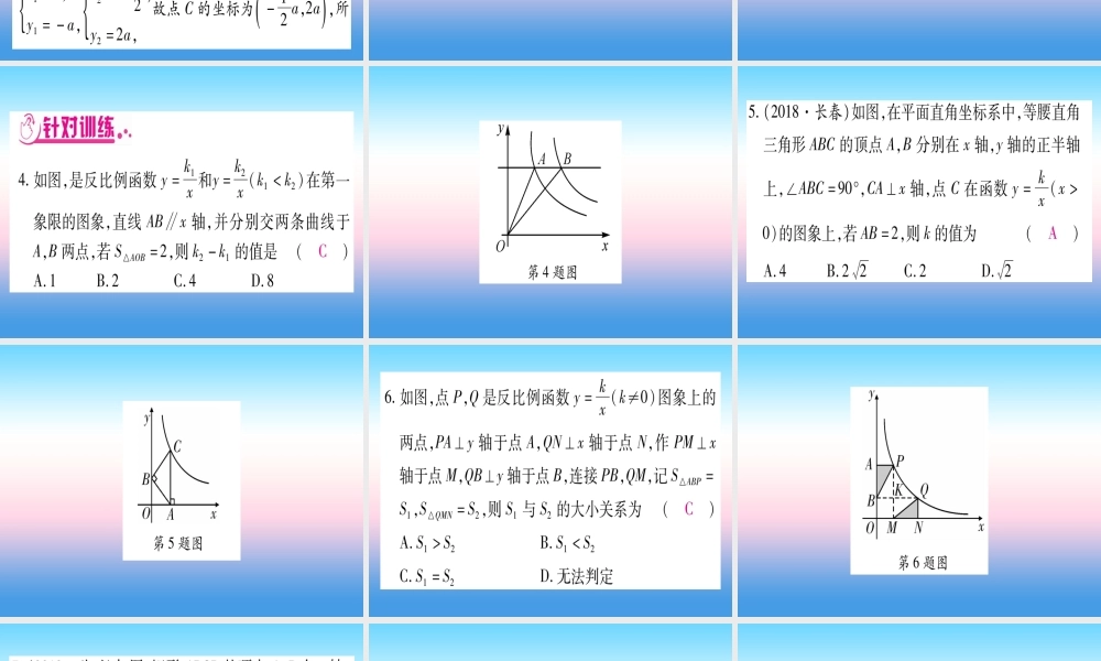 (湖北专版)中考数学总复习 第2轮 中档题突破 专项突破4 反比例函数的综合题 类型2 反比例函数与几何图形综合习题课件