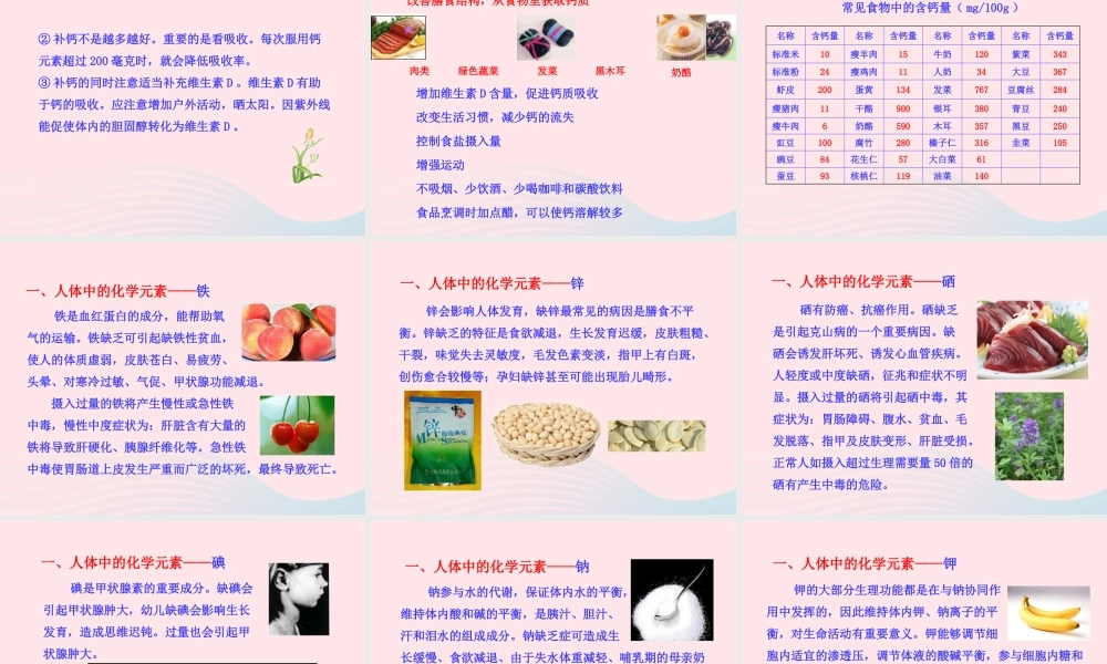 九年级化学全册 第四单元 化学与健康 第二节 化学元素与人体健康课件 鲁教版五四制 课件