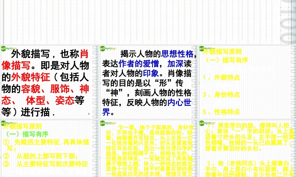 中考语文作文辅导 肖像描写课件 人教新课标版 课件
