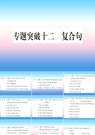 (湖北专用版)版中考英语专题高分练 专题突破十二 复合句实用课件