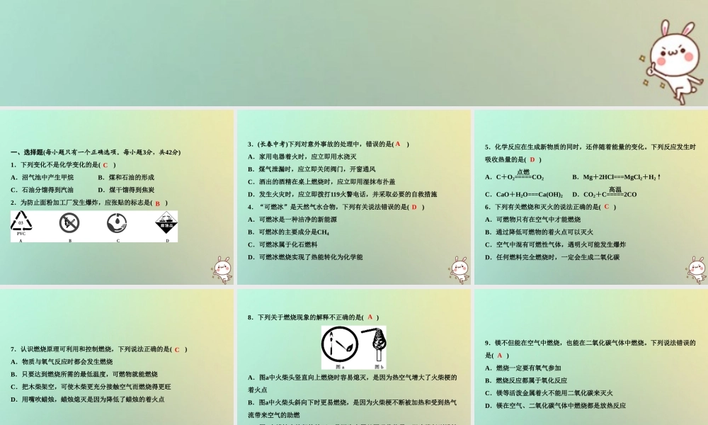 九年级化学上册 第7单元 燃料及其利用综合检测卷作业课件 (新版)新人教版 课件