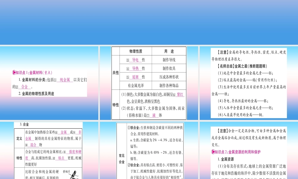 (湖北专版)中考化学总复习 第1部分 教材系统复习 九下 第8单元 金属与金属材料习题课件2 课件