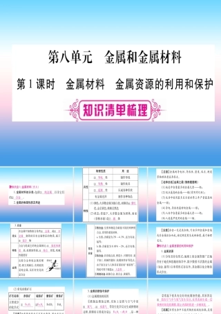 (湖北专版)中考化学总复习 第1部分 教材系统复习 九下 第8单元 金属与金属材料习题课件2 课件