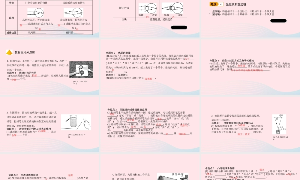 中考物理一轮复习 基础考点一遍过 第5讲 透镜及其应用课件