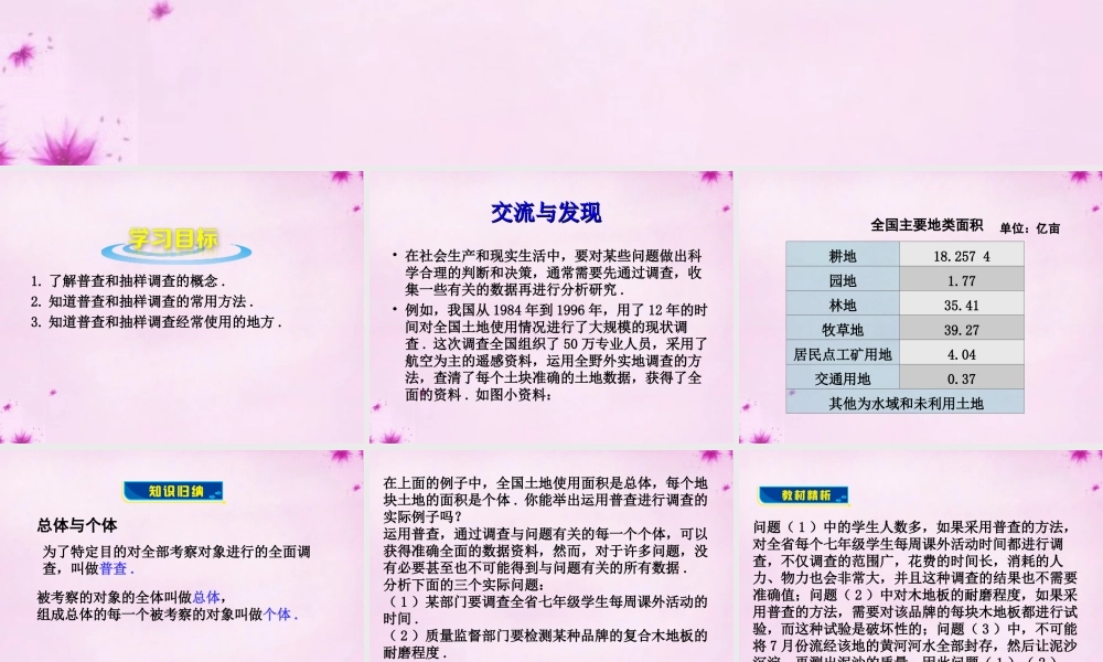 七年级数学上册 4.1 普查和抽样调查课件 (新版)青岛版 课件