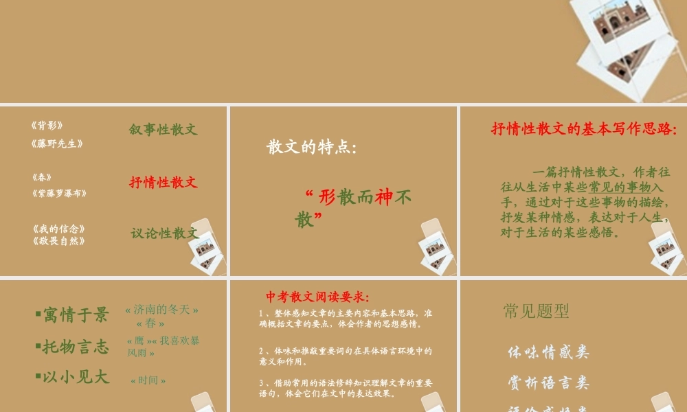 中考语文(散文阅读指导与练习)课件 人教新课标版 课件