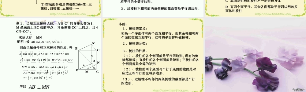 9.9棱柱和它的性质2 高二数学直线 平面 简单几何体ppt课件集二 人教版 高二数学直线 平面 简单几何体ppt课件集二 人教版