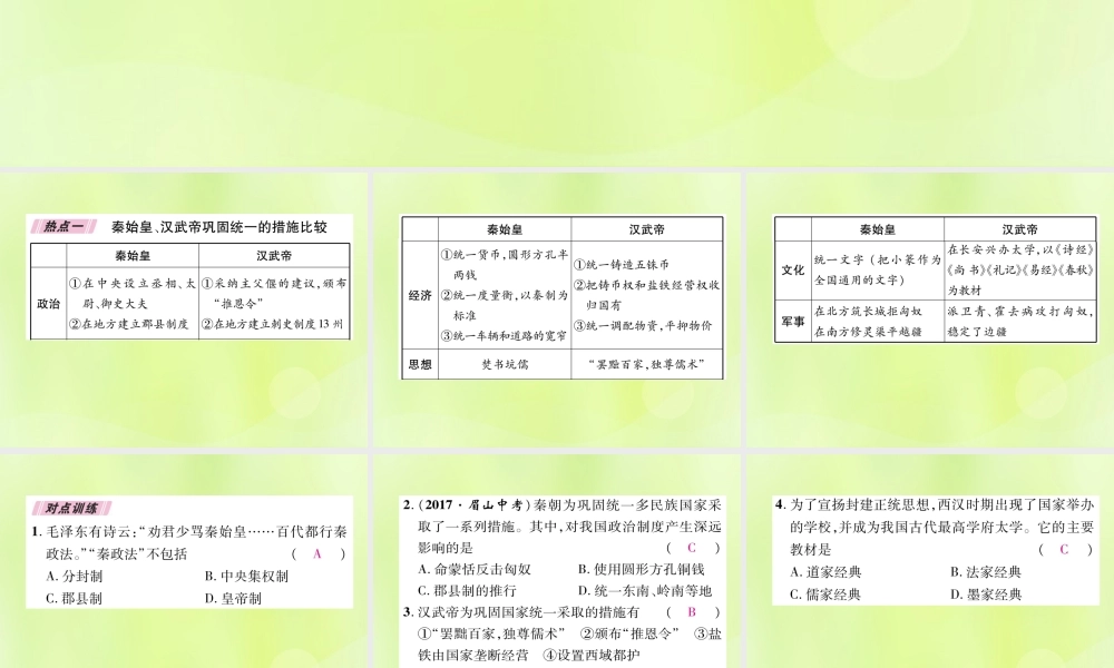 七年级历史上册 热点专题3 统一多民族国家的建立和巩固课件 新人教版 课件