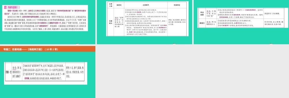 中考语文总复习 第二部分 语文积累与综合运用 专题二 名著阅读(海底两万里)课件
