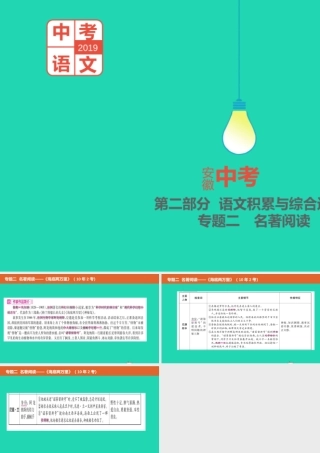 中考语文总复习 第二部分 语文积累与综合运用 专题二 名著阅读(海底两万里)课件