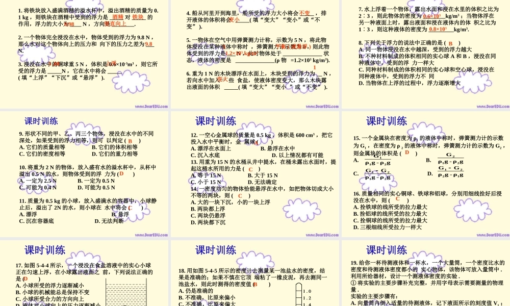 中考物理浮力复习课件 苏教版 课件