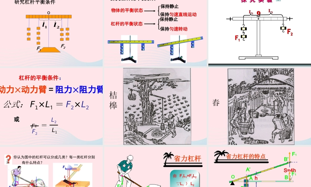 中考物理一轮复习 第十章 机械与人第一课时 简单机械考点梳理课件 沪科版 课件