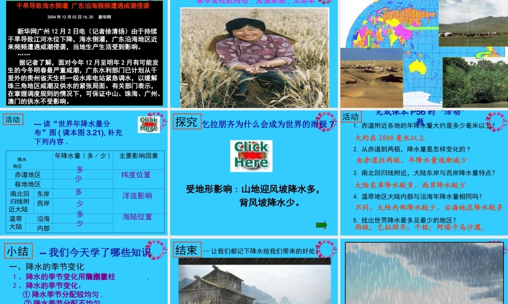 七年级地理上：第三章第三节 降水和降水的分布课件(人教新课标) 课件