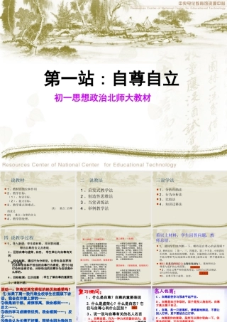 七年级政治上册第九课第一站自尊自立说课课件北师大版 课件