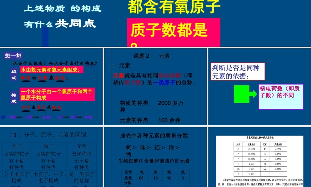 九年级化学 第四单元课题2(元素)教学课件  人教新课标版 课件