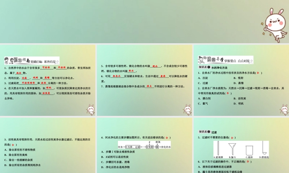 九年级化学上册 第4单元 自然界的水 课题2 水的净化作业课件 (新版)新人教版 课件
