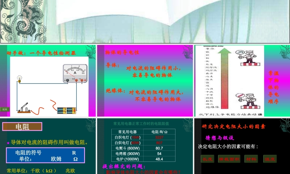 九年级 电阻和变阻器(课件)1 课件