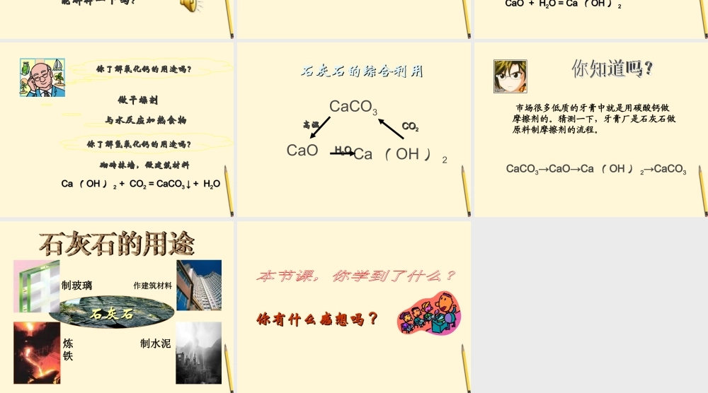 九年级化学(石灰石的利用)课件 人教新课标版 课件