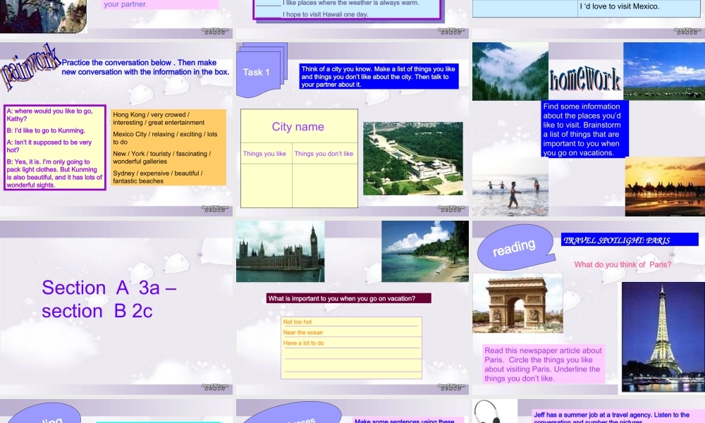 Uni7 Where would you like to visit九年级英语课件