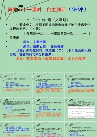 中考语文 考点技法点拨 记叙文与文学作品阅读 第9 11课时课件