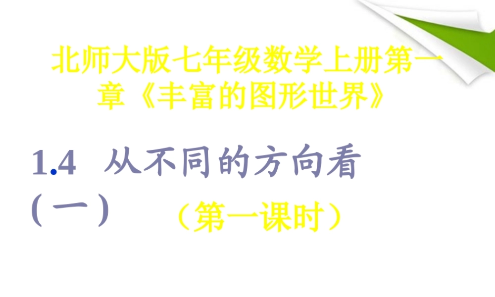 七年级数学上册 第一章(丰富的图形世界)1.4从不同方向看(一)课件 北师大版 课件