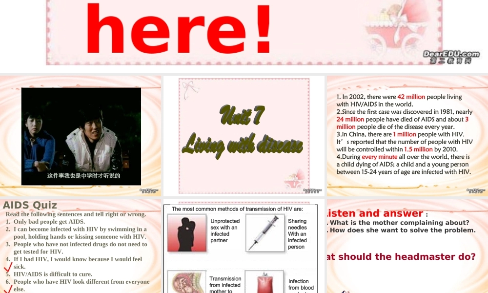 unit7iving with disease 安徽省高二英语Unit7 iving with disease课件(含ppt,flash)人教版 安徽省高二英语Unit7 iving with disease课件(含ppt,flash)人教版