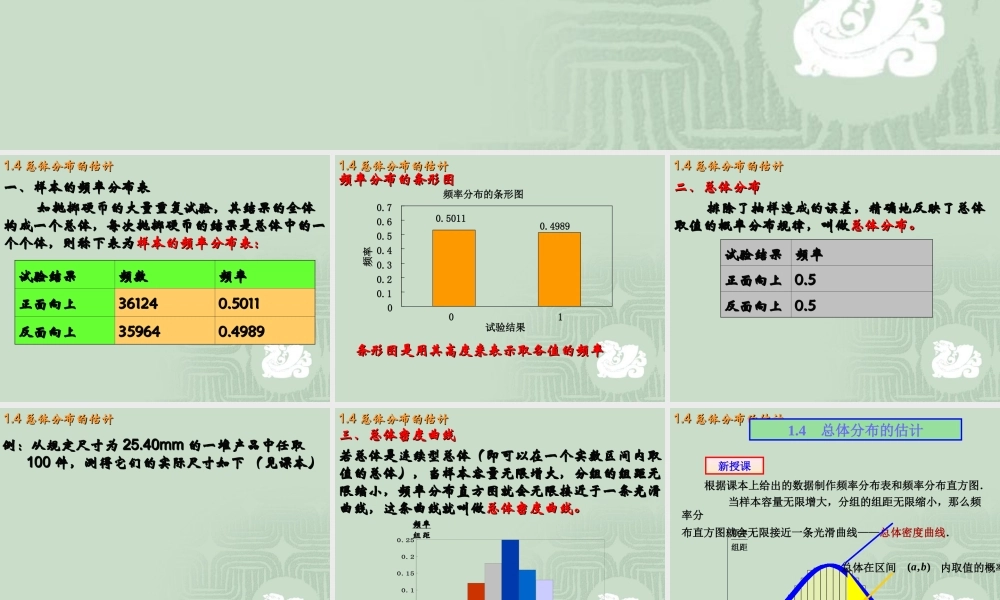 1.4总体分布的估计 高三数学复习课件[全套]新课标 高三数学复习课件[全套]新课标