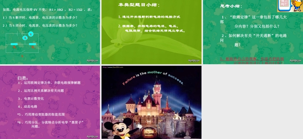 中考物理复习 电学 欧姆定律课件 上教版 课件