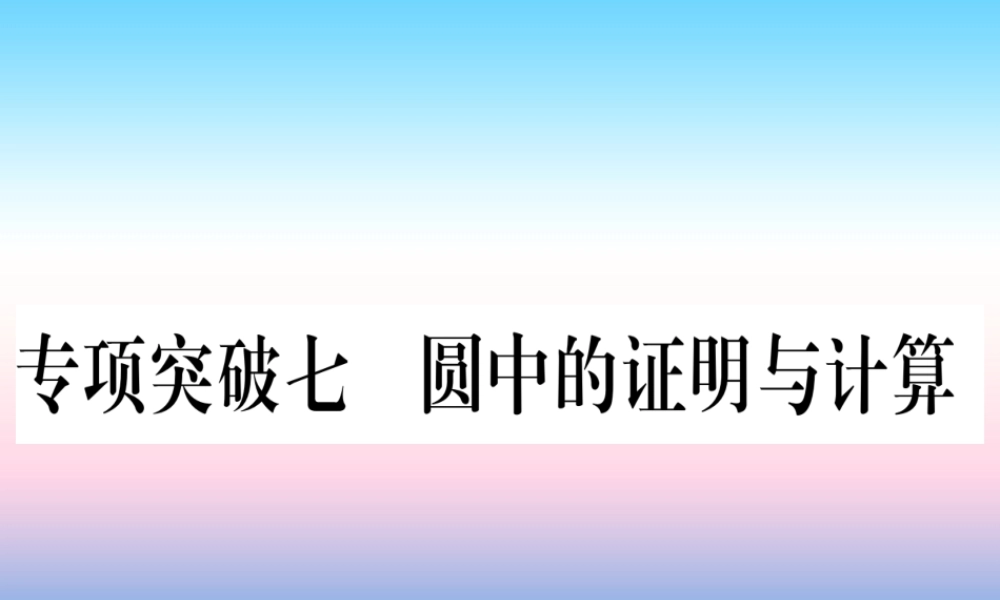 (甘肃专用)中考数学 第二轮 中档题突破 专项突破7 圆中的证明与计算作业课件