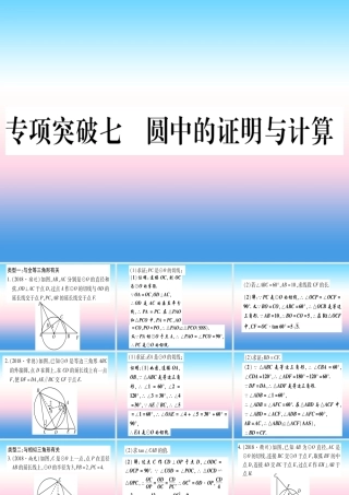 (甘肃专用)中考数学 第二轮 中档题突破 专项突破7 圆中的证明与计算作业课件