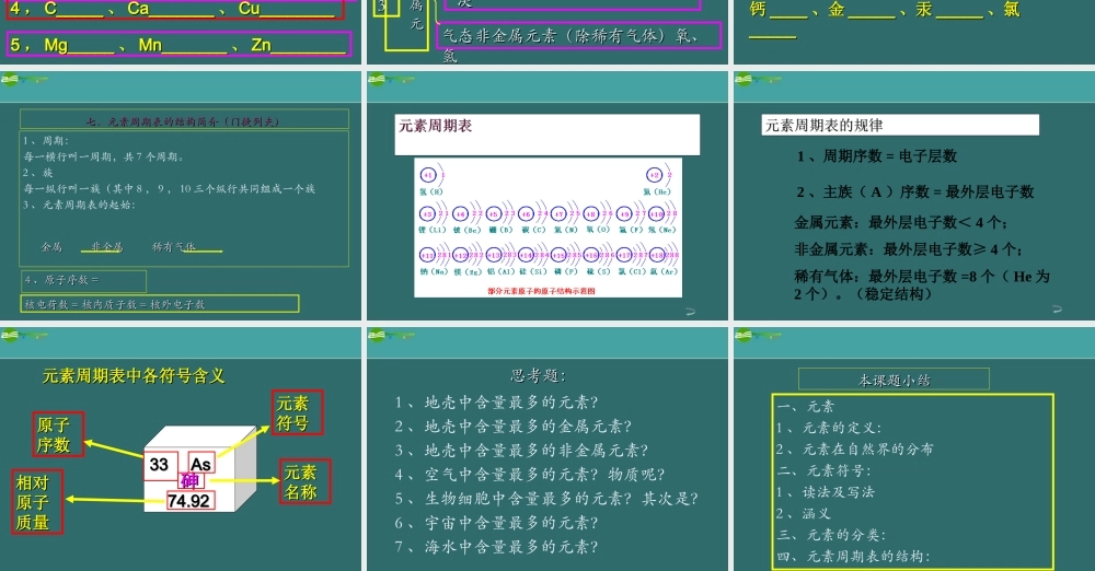 九年级化学 课题2 元素课件 人教新课标版 课件