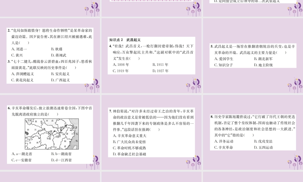 (河南专版)八年级历史上册 第三单元 资产阶级民主革命与中华民国的建立 第9课 辛亥革命课件 新人教版 课件