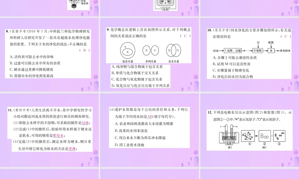 九年级化学上册 第四单元 自然界的水周周练(课题1 课题3(增分课练)习题课件 (新版)新人教版 课件